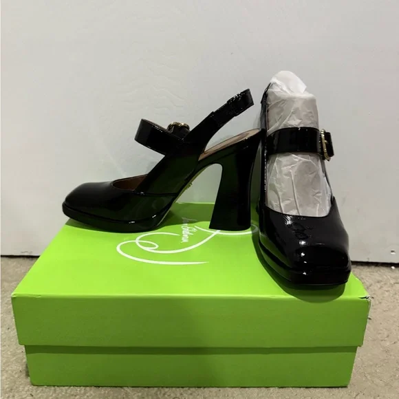 Sam Edelman Black Faux Patent Leather Mary Jane Heels NIB - Picture 4 of 13